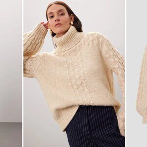 Toccin Sweater Popcorn Alpaca Wool Knit Off White Cream  Oversized Small